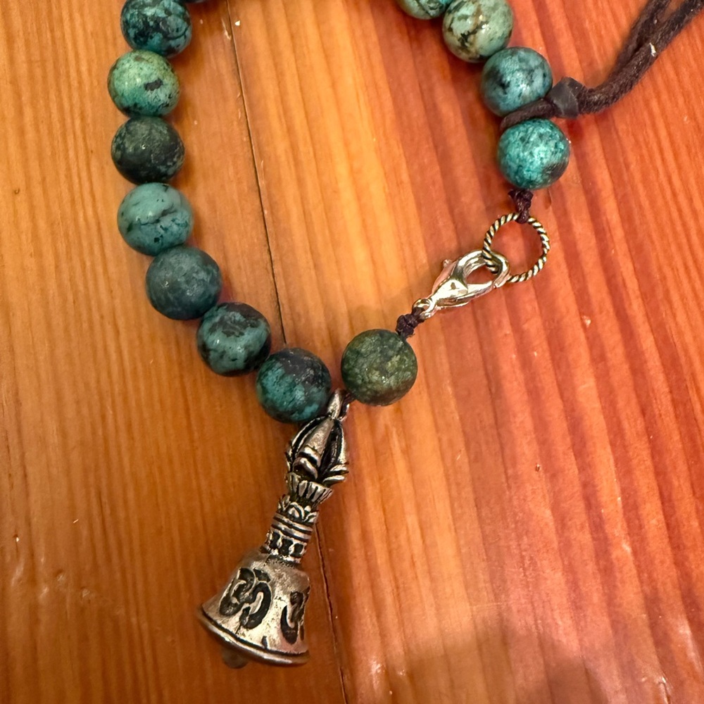 Turquoise Beaded Necklace with Silver Pendant